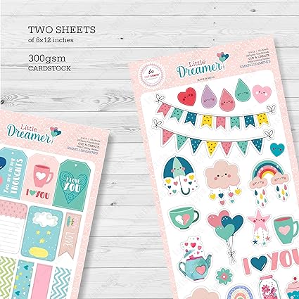Little Dreamer Dreamer Scrapbook Die Cut Elements Sheet 2 Elements Sheet Embellishment Tag 300 GSM Sheets 6x12 inches