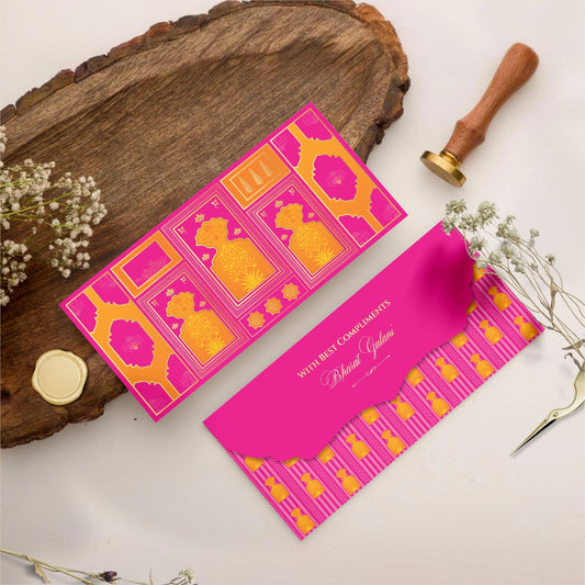 Navy-Pink & Gold Foil Motif Luxury Money Gift Envelope