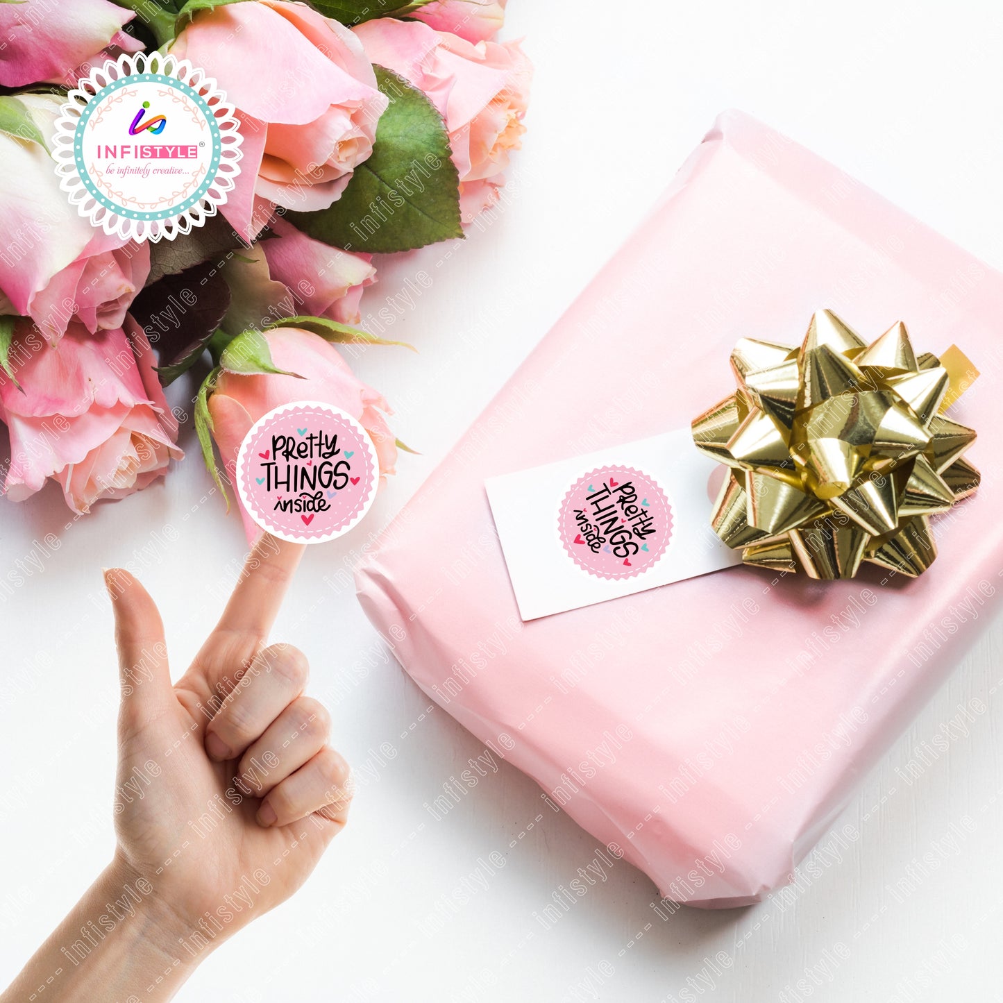 Pretty Things Inside Round Sticker Labels