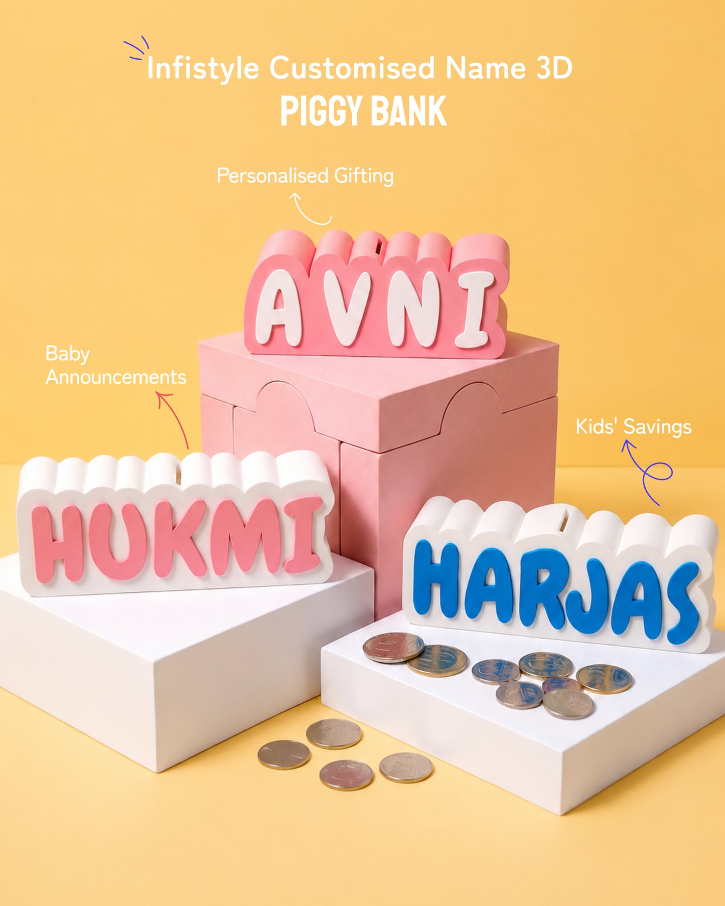 Personalised Name Piggy Bank | Custom 3D Printed Money Box for Kids & Gifting (Copy)