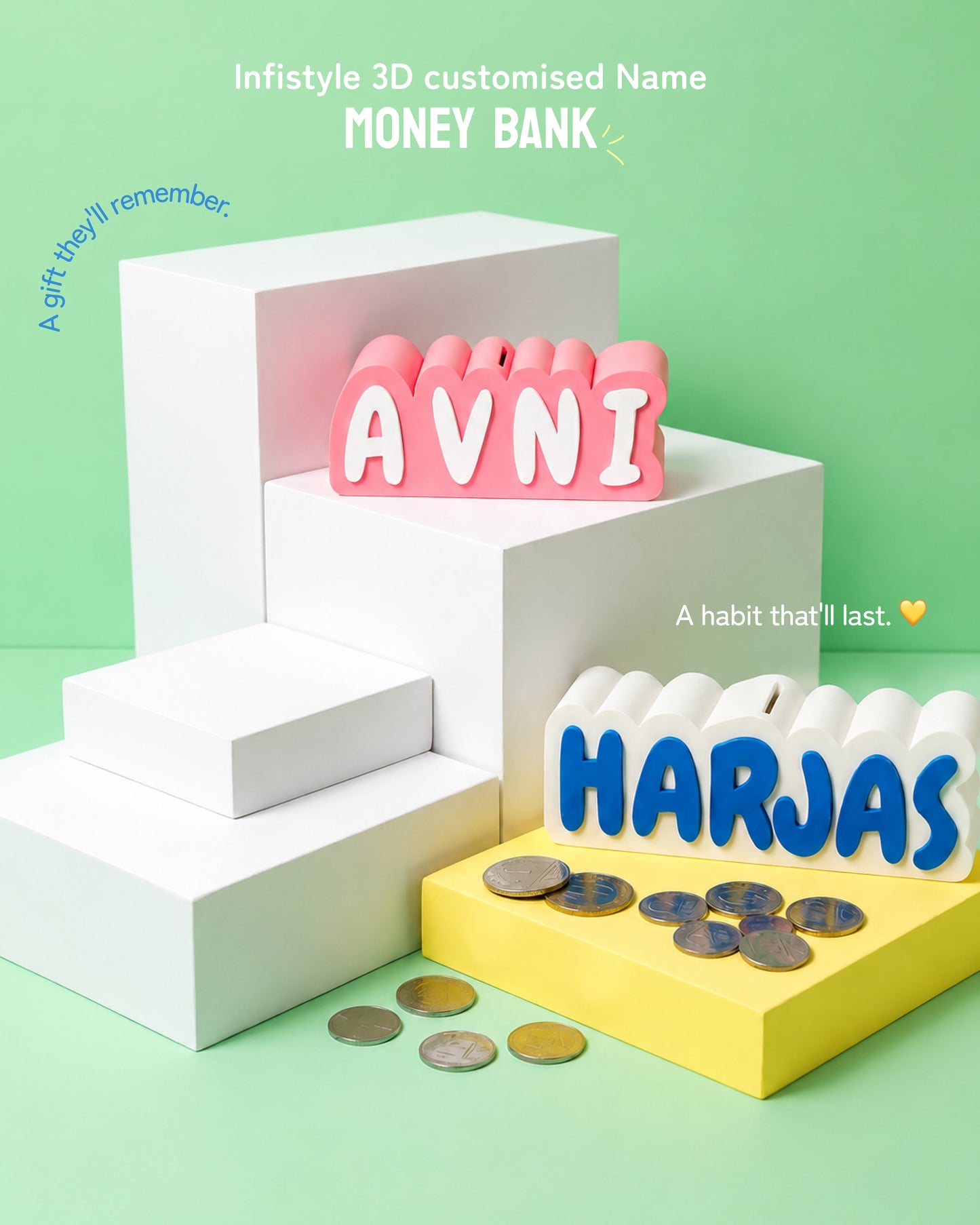 Personalised Name Piggy Bank | Custom 3D Printed Money Box for Kids & Gifting (Copy)