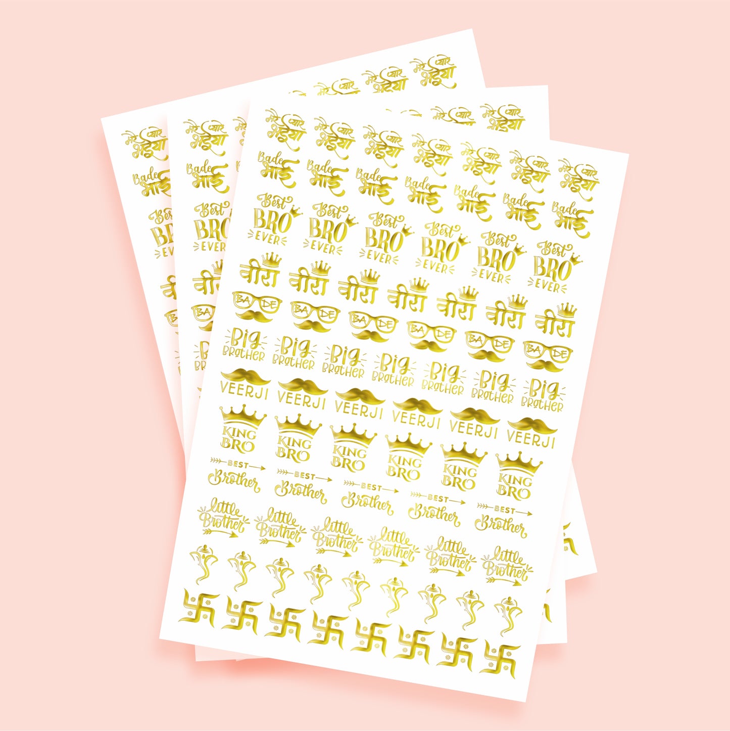 Golden Embossed Rakhi Resin Stickers