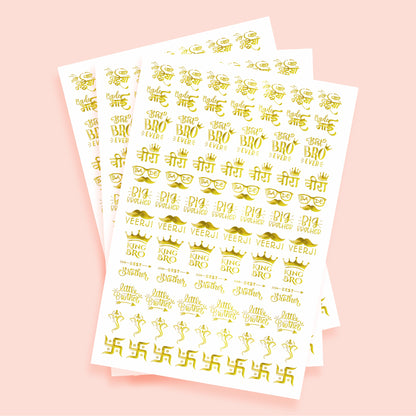 Golden Embossed Rakhi Resin Stickers