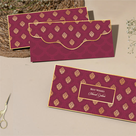 Royal Crimson Gold Foil Shagun Envelope