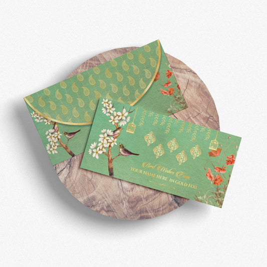Elegant Floral Shagun Envelope with Custom Gold Foil Text