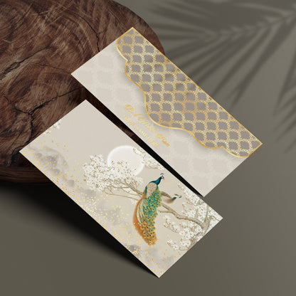 Gold Foil Peacock Shagun Envelope