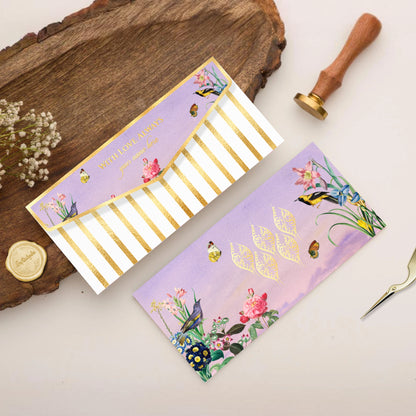 Lavender Floral Bird Design Envelope