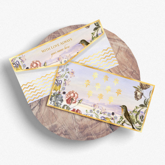 Elegant Shagun Envelope with Floral & Bird Design – "With Love Always"
