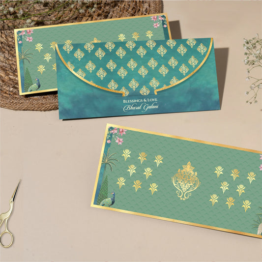 Royal Peacock Gold Foil Shagun Envelope