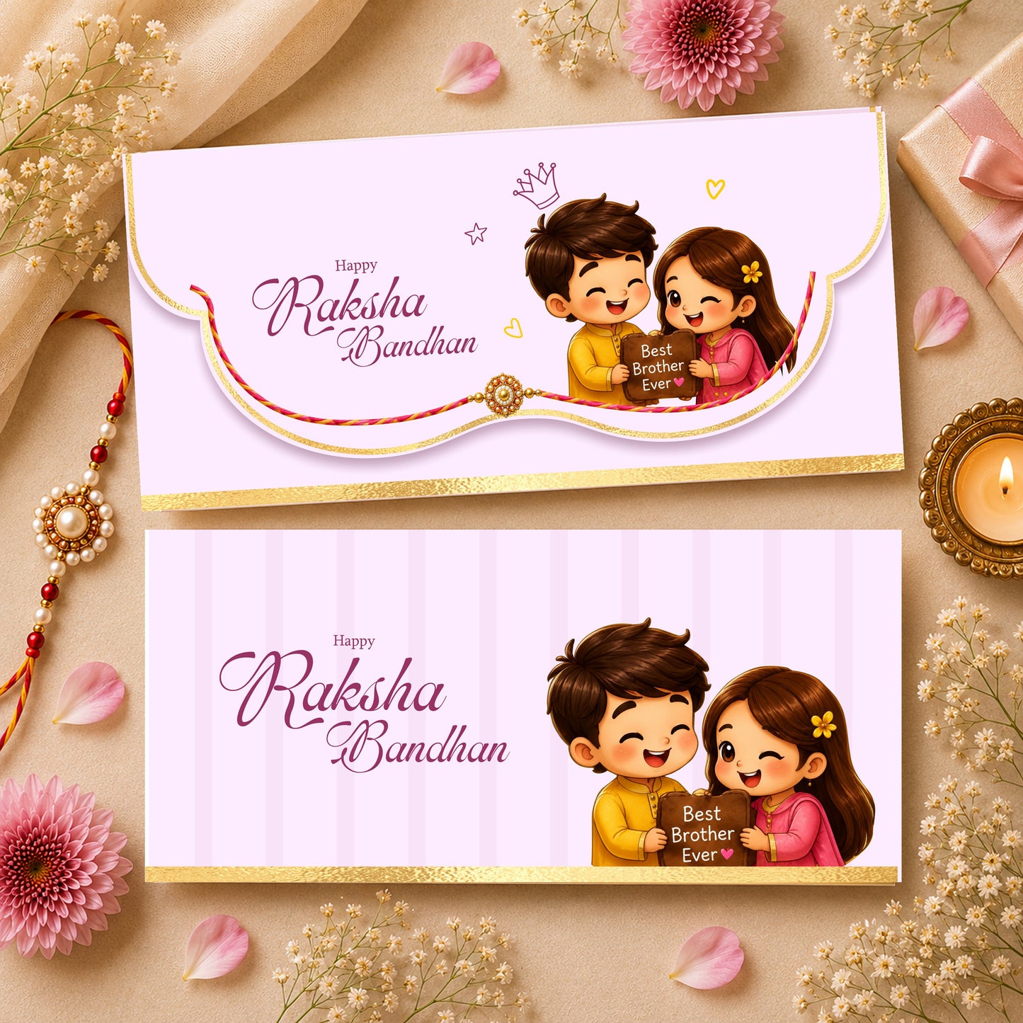Personalized Rakhi Envelope with Name |  Rakshabandhan Money Envelope for Brother