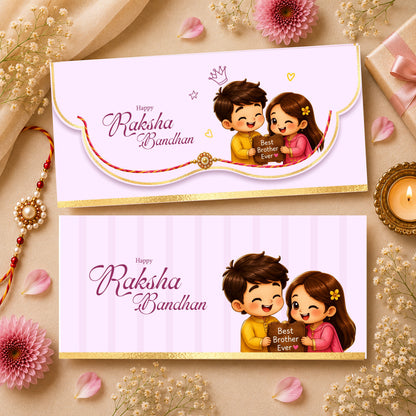Personalized Rakhi Envelope with Name |  Rakshabandhan Money Envelope for Brother