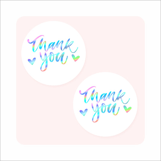 White Holographic Thank You Stickers