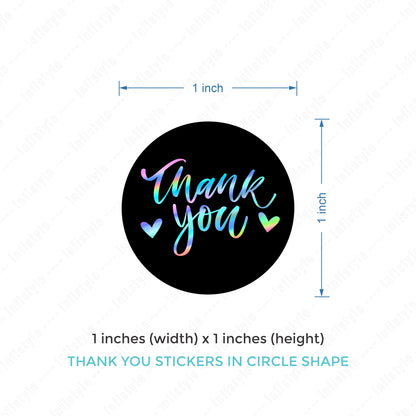 Thank You Stickers Black and Holographic