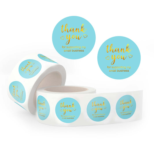 Gold Foil 1x1 inch Thank You Stickers
