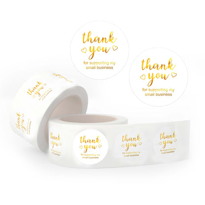 Thank You Stickers Gold Foil Small Business