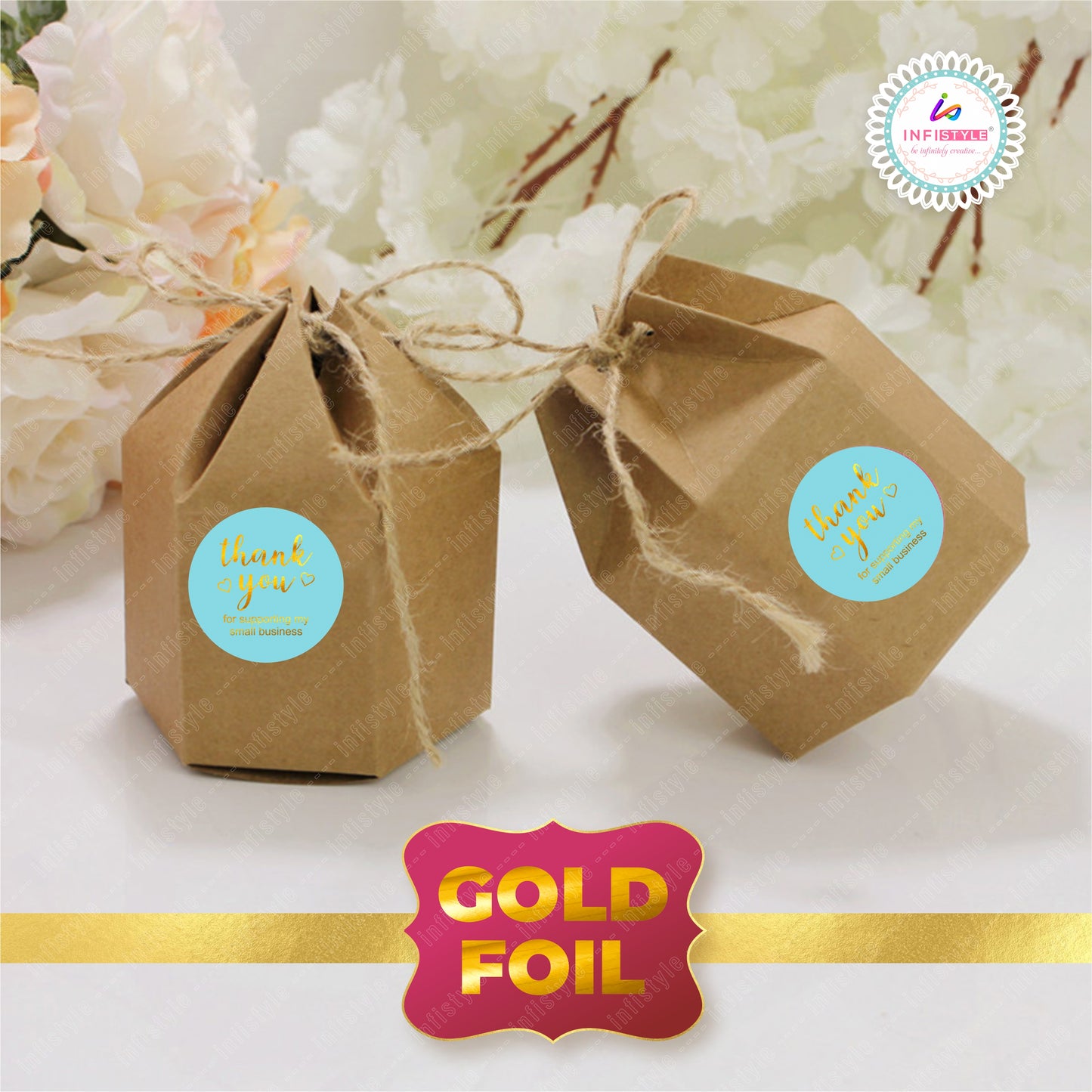 Gold Foil 1x1 inch Thank You Stickers