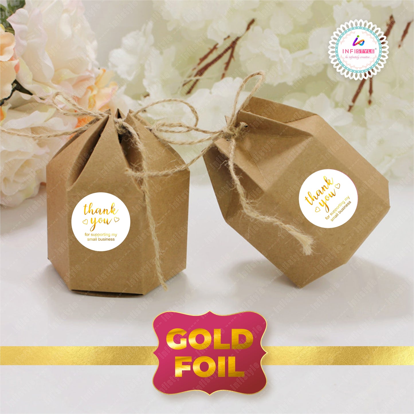 Thank You Stickers Gold Foil Small Business