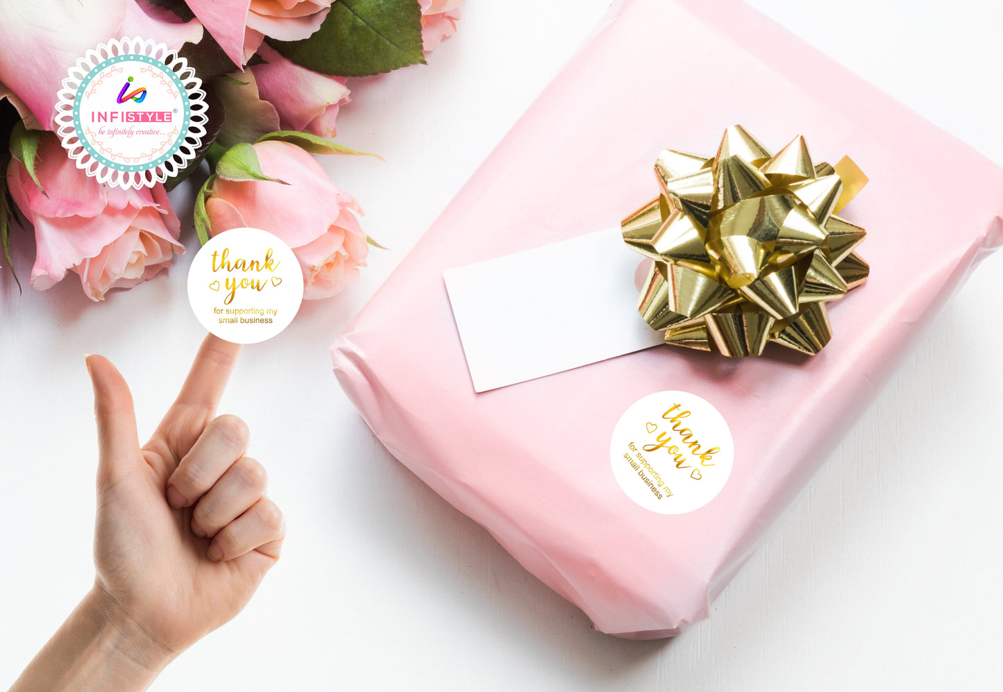 Thank You Stickers Gold Foil Small Business