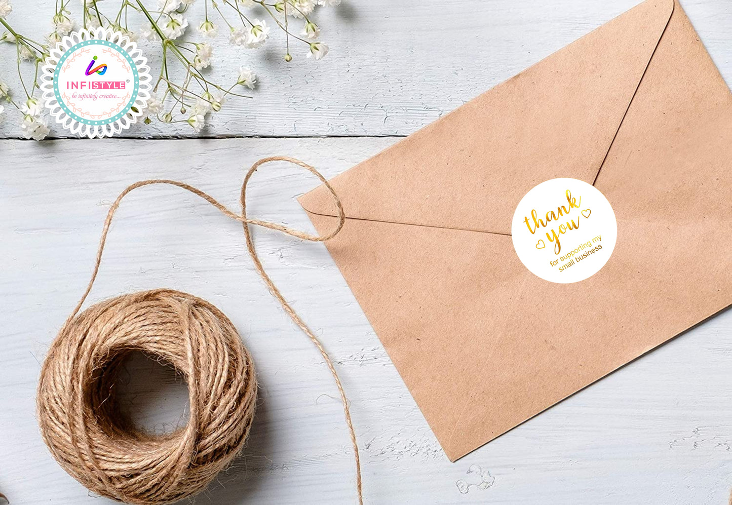 Thank You Stickers Gold Foil Small Business