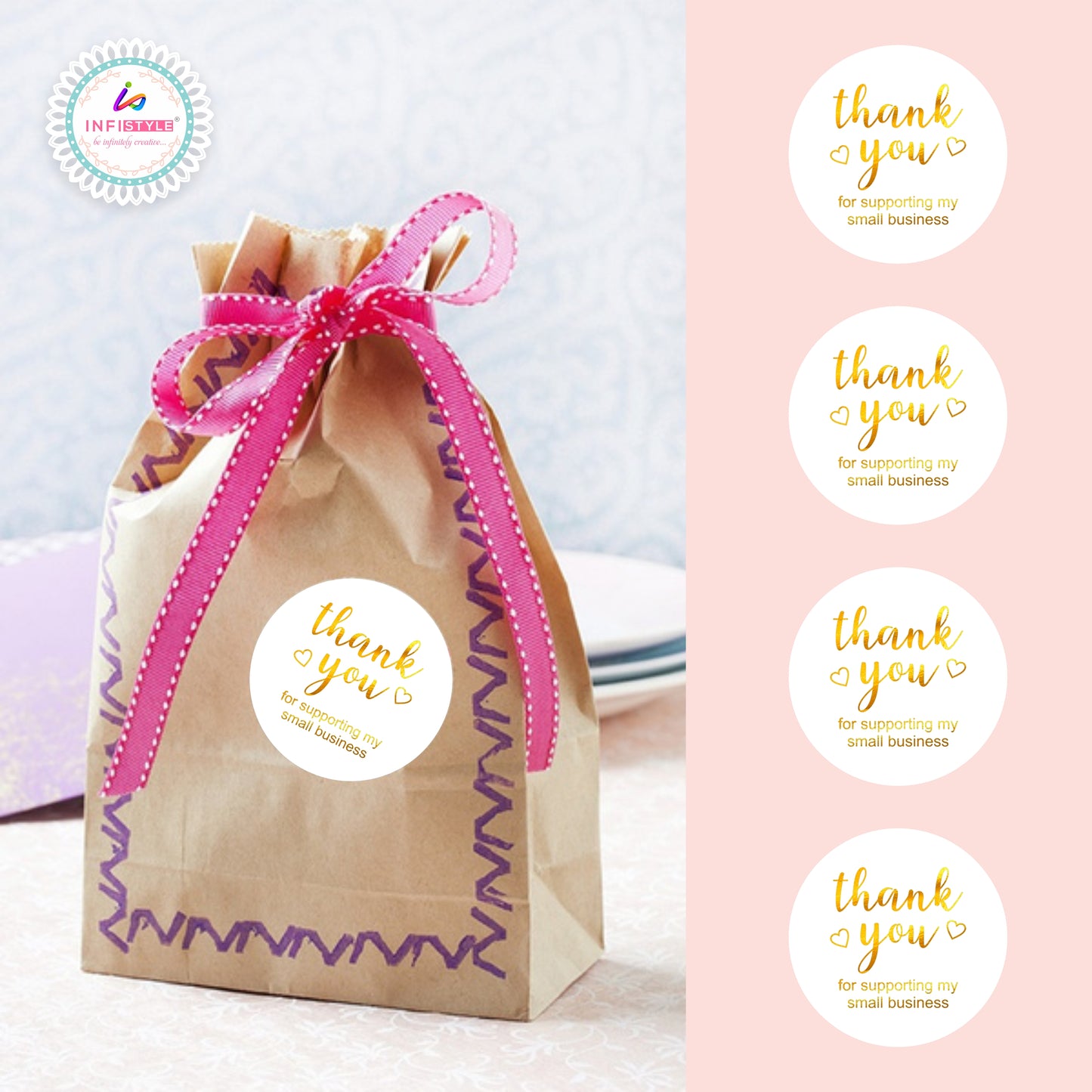 Thank You Stickers Gold Foil Small Business