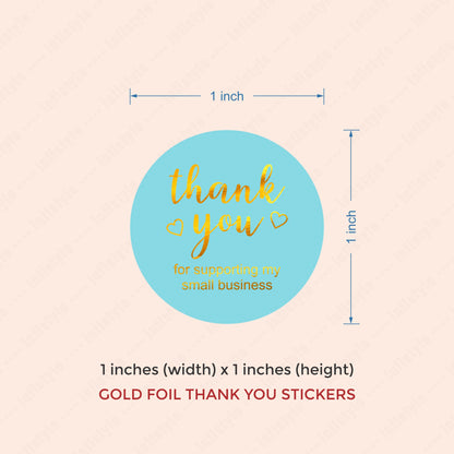 Gold Foil 1x1 inch Thank You Stickers