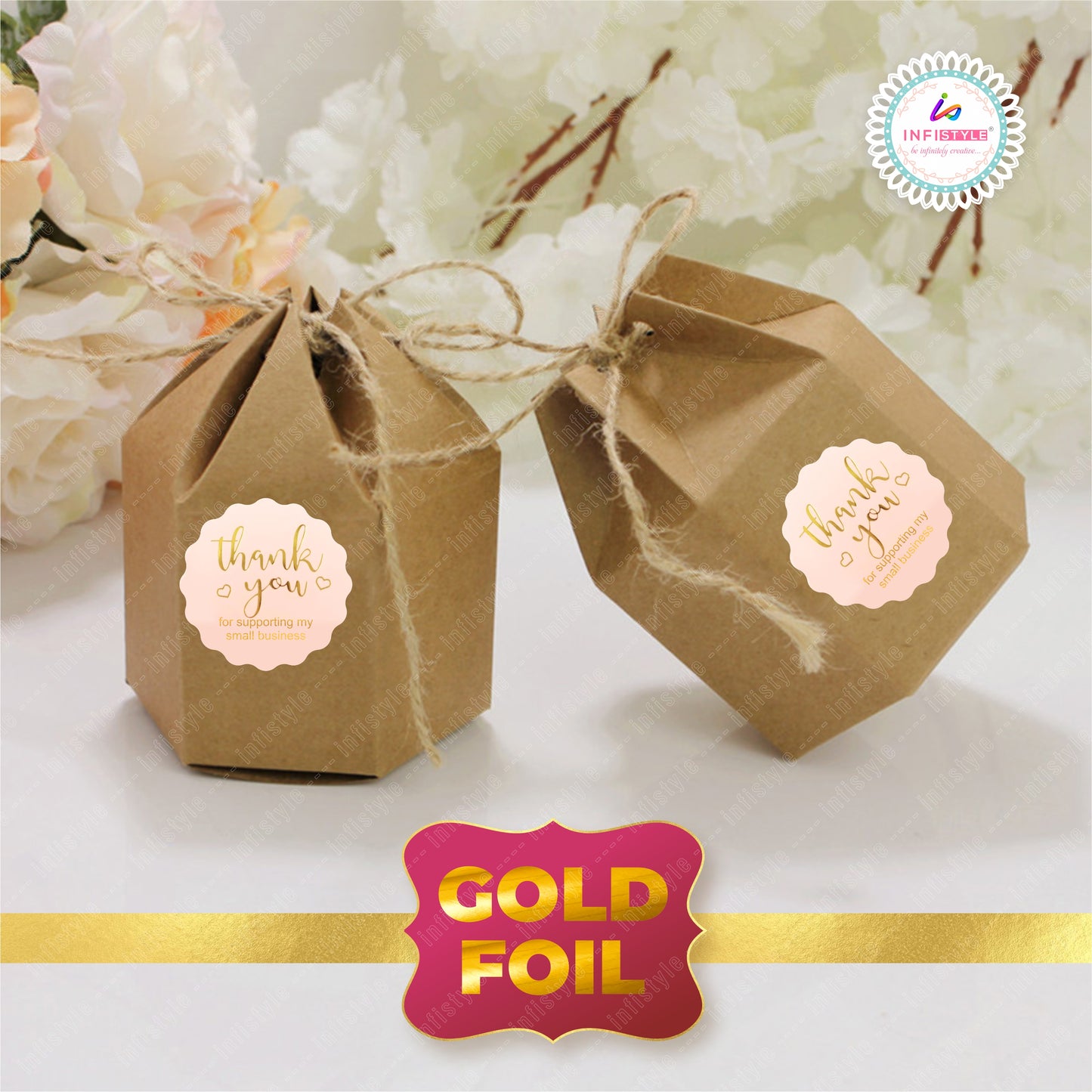Gold Foil Thank You Stickers Small Business