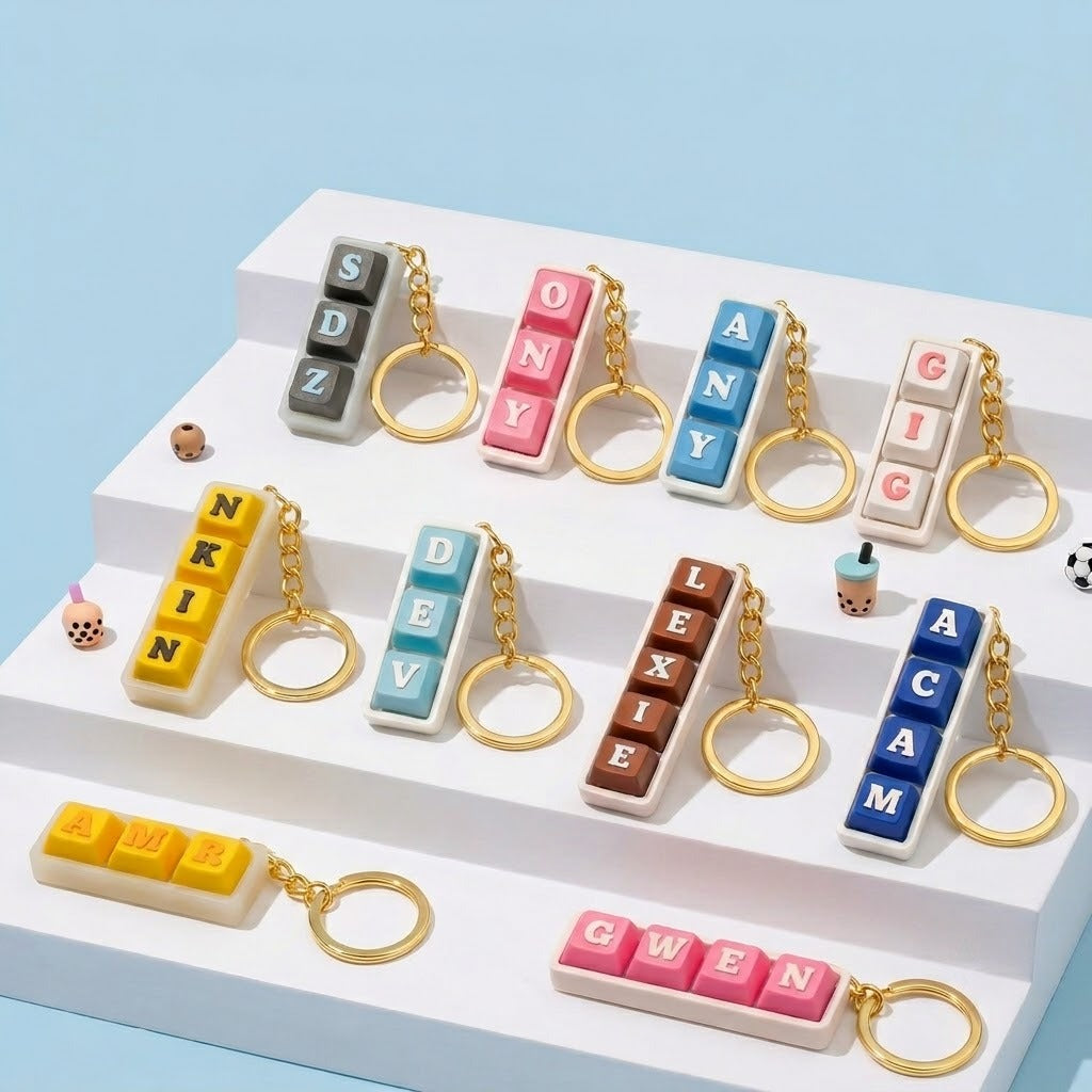 Personalized Keyboard Clicker Custom Name Fidget Letters Keychain