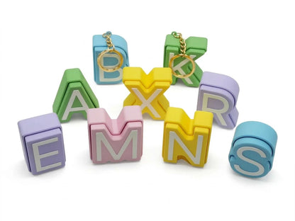 Personalised Clicker Letter Keychain Fidget Alphabet Keyring
