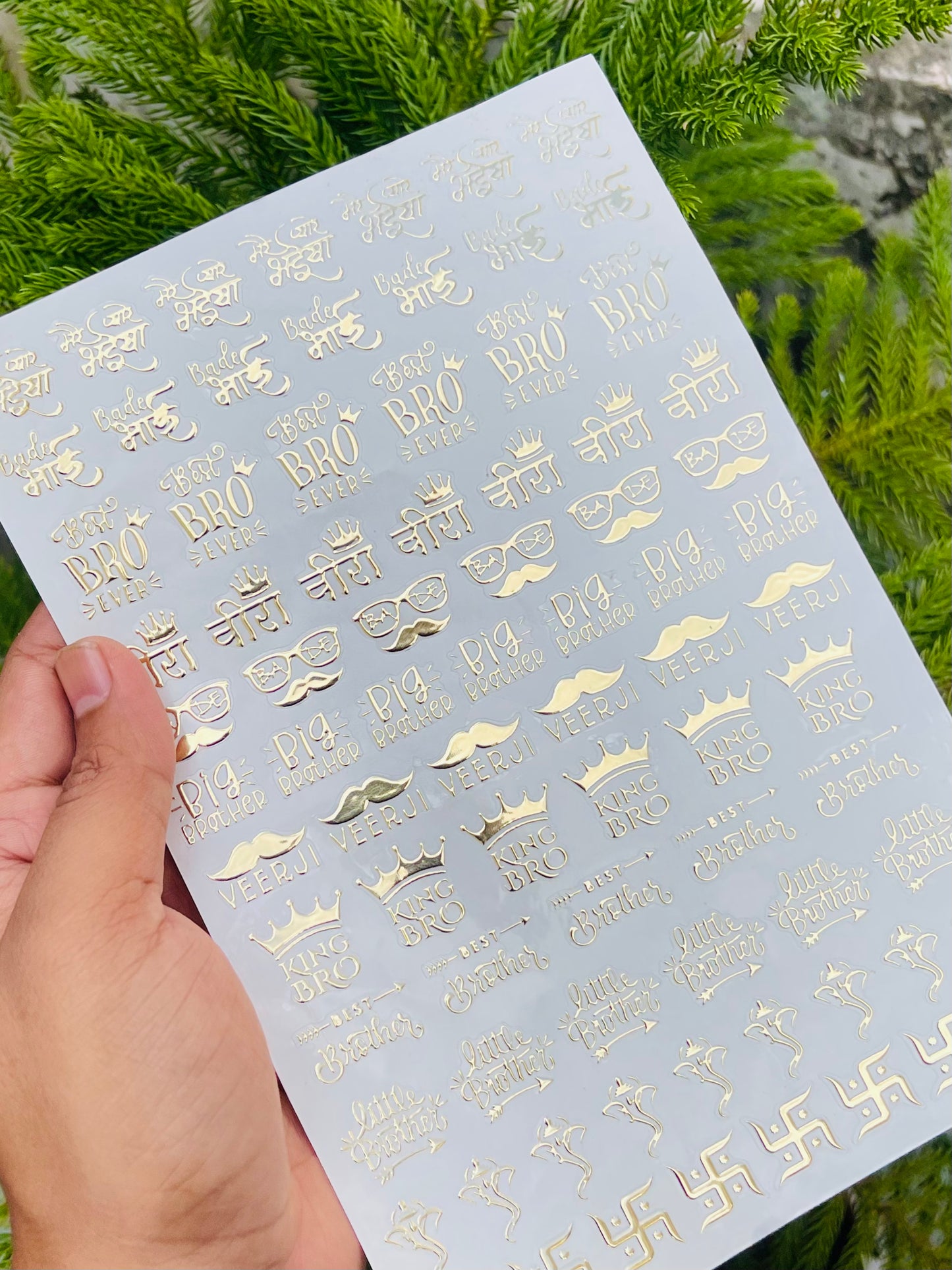 Golden Embossed Rakhi Resin Stickers