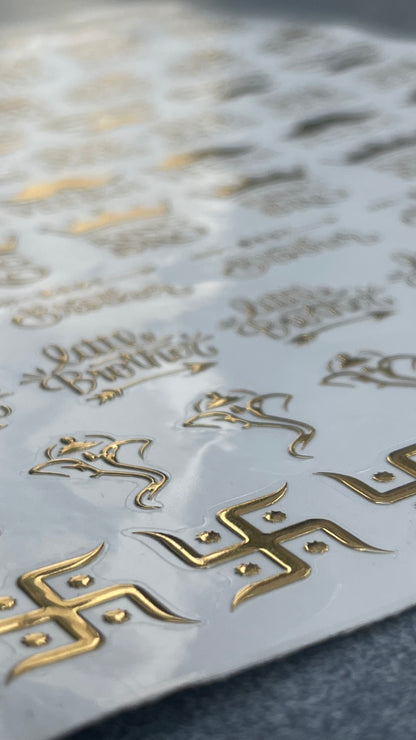 Golden Embossed Rakhi Resin Stickers