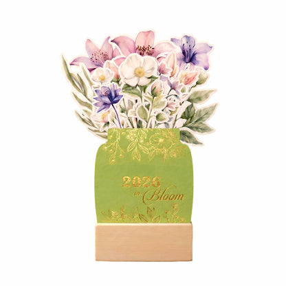 2026 Calendar for Desk – Floral Vase & Wooden Stand (Non-Customised)