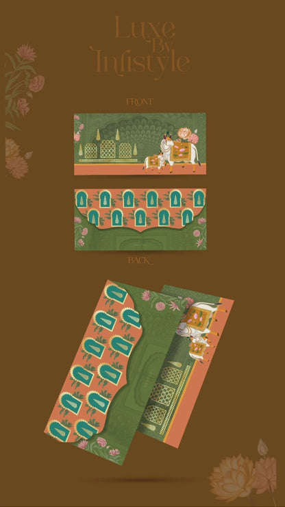 Green Shagun Envelope Elephant Design