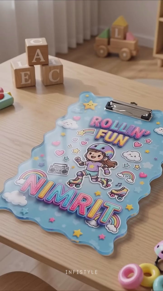 Customized Acrylic Exam Clipboard with Name | Personalized Name Examboard Cricket Theme