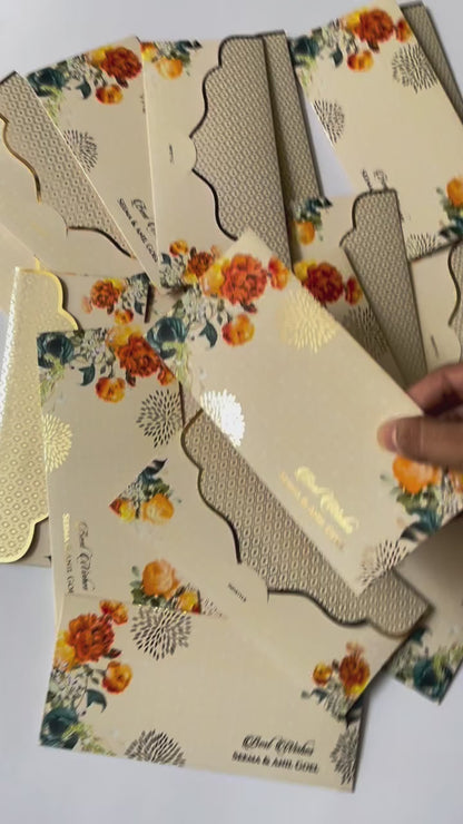 Beige Floral Best Wishes Shagun Envelope