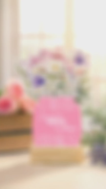 Customized 2026 Calendar for Desk – Floral Vase & Wooden Stand