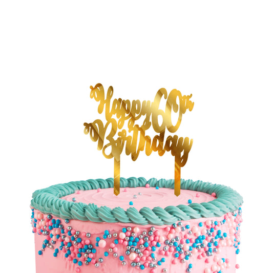 Golden 60th Birthday Acrylic Cake Topper