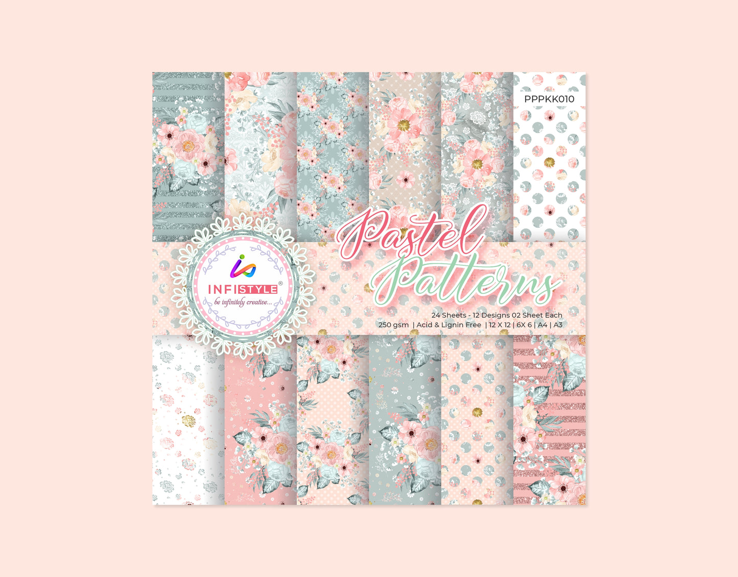 Pastel Paper Pattern Pack of 24 Sheet