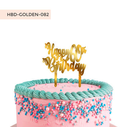 Golden 60th Birthday Acrylic Cake Topper