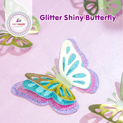 Infistyle Butterfly Cake Toppers Happy Birthday Cake Toppers Butterfly Multicolor Butterfly Topper 25 QTY
