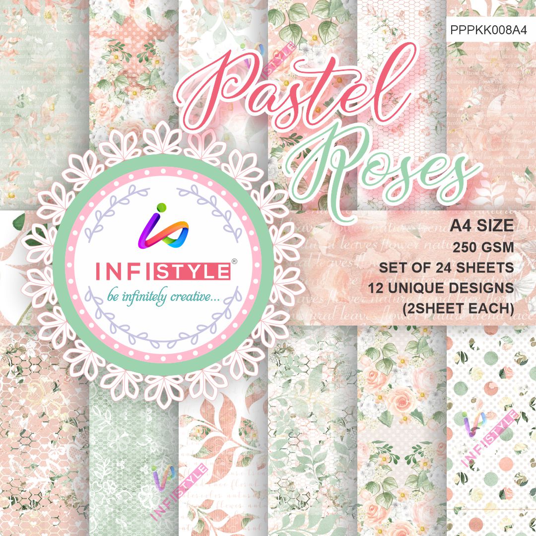 Premium Pastel Color Paper Pattern Pack of 24 Sheet 250 Gsm