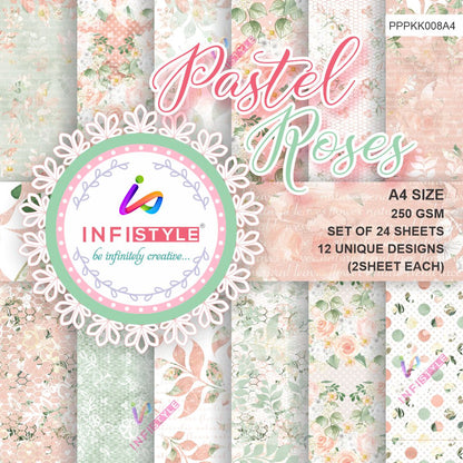 Premium Pastel Color Paper Pattern Pack of 24 Sheet 250 Gsm
