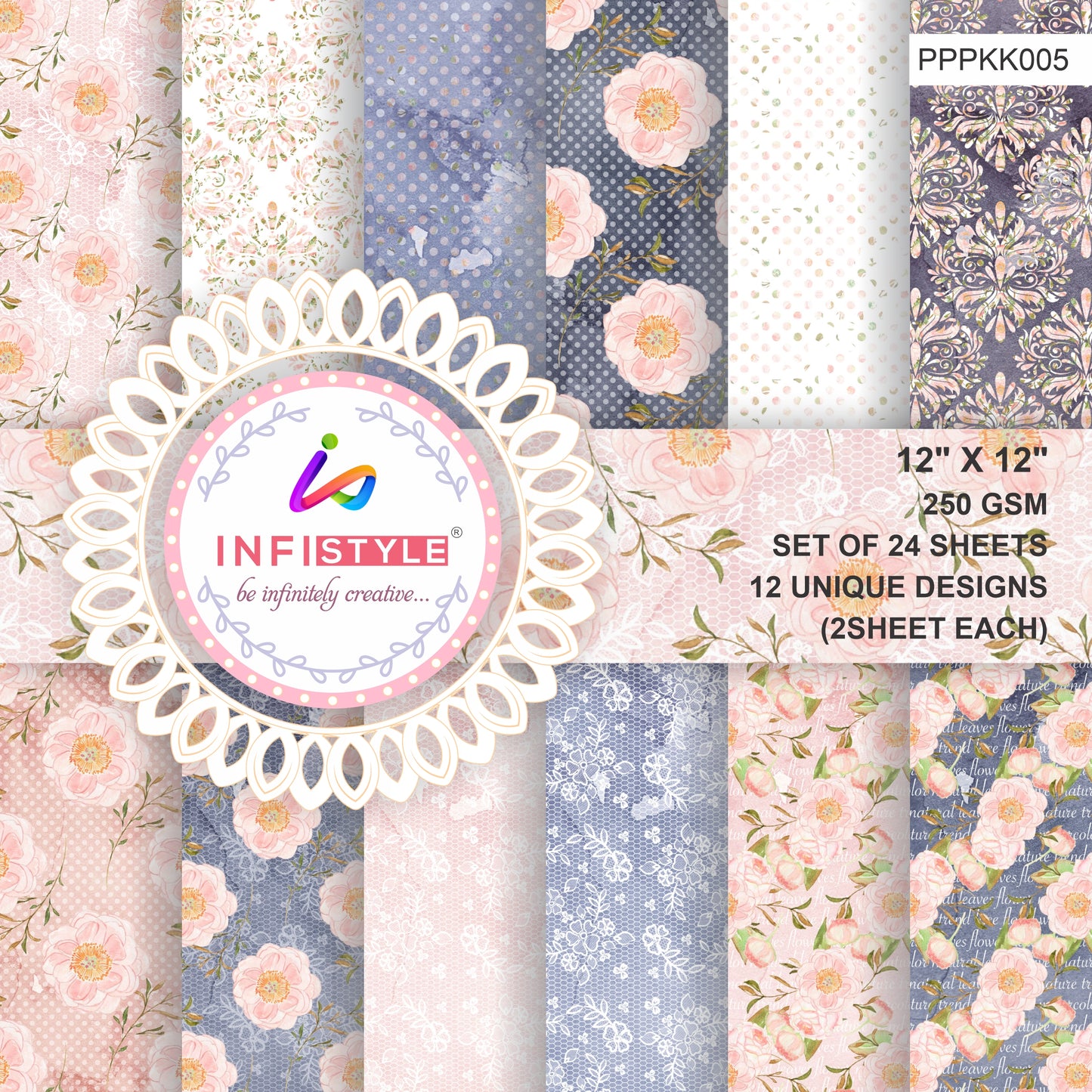 Pastel Pattern Paper 250 GSM Pack of 24