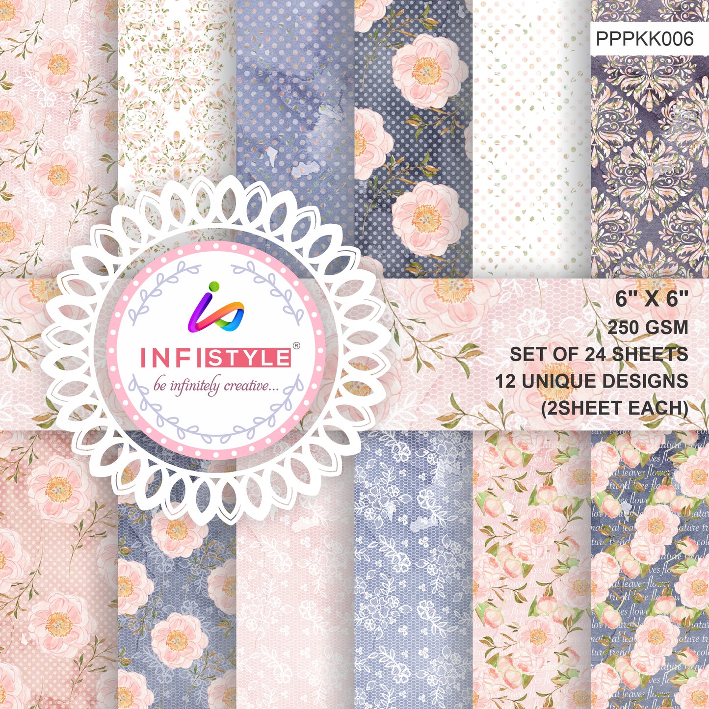 Pastel Pattern Paper 250 GSM Pack of 24