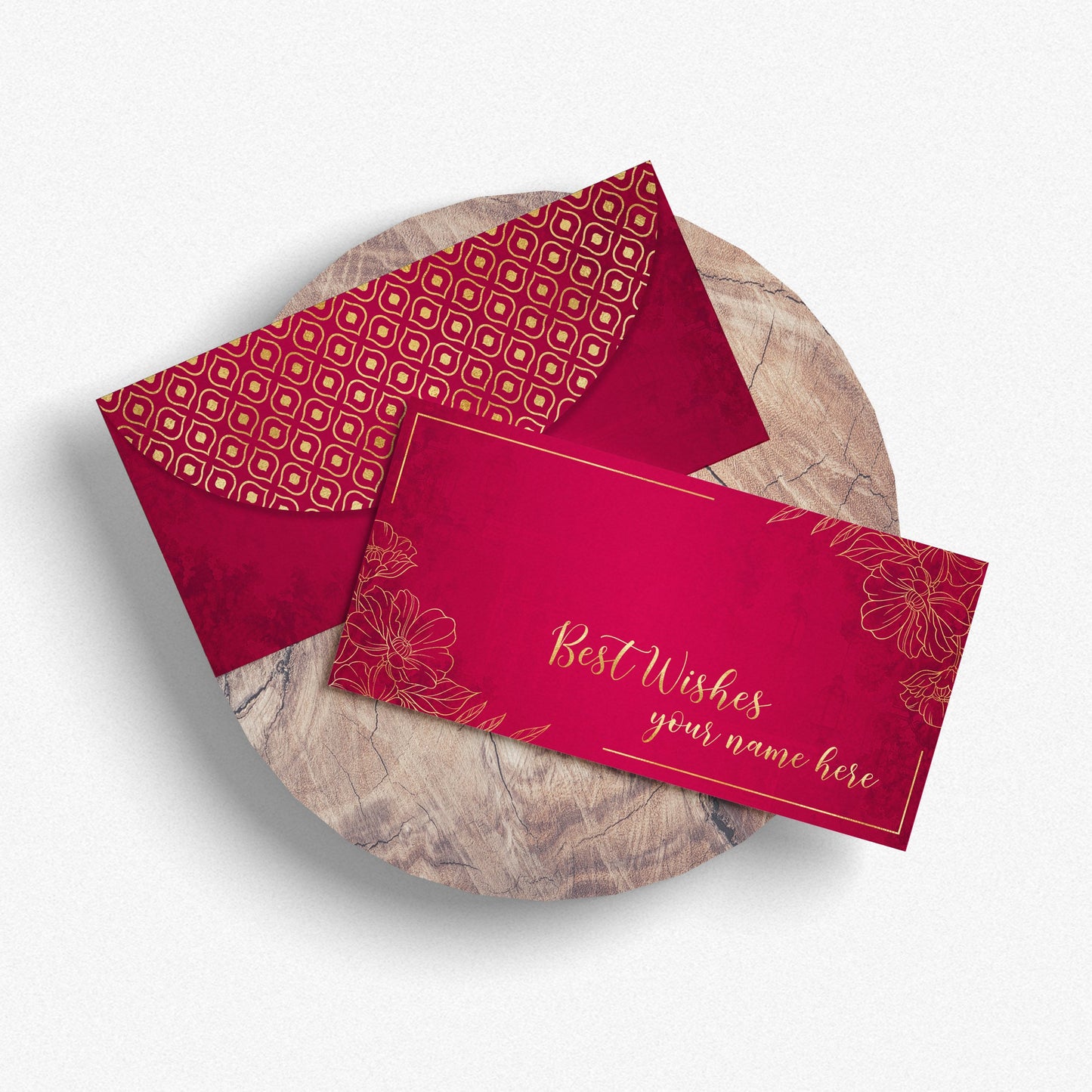 Red Golden Floral Shagun Envelope