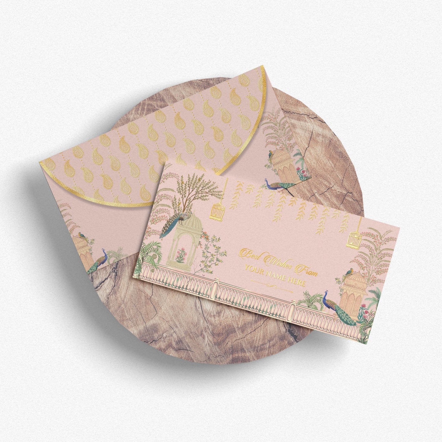 Blush Pink Peacock Shagun Envelope