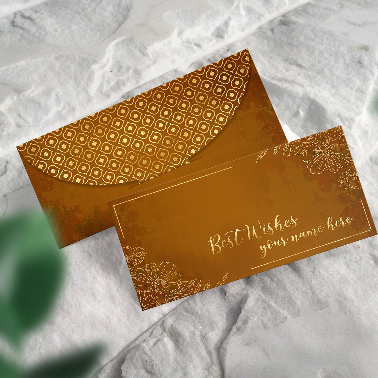 Golden Floral Shagun Envelope for Best Wishes