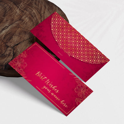Red Golden Floral Shagun Envelope