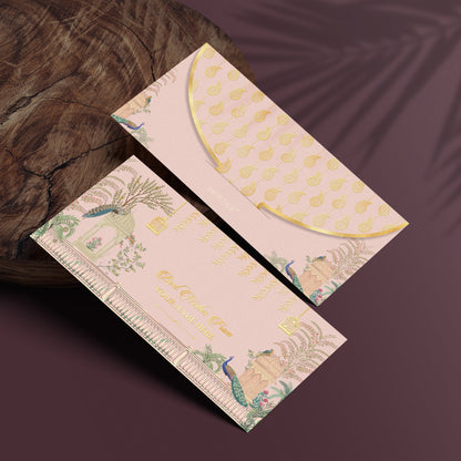 Blush Pink Peacock Shagun Envelope
