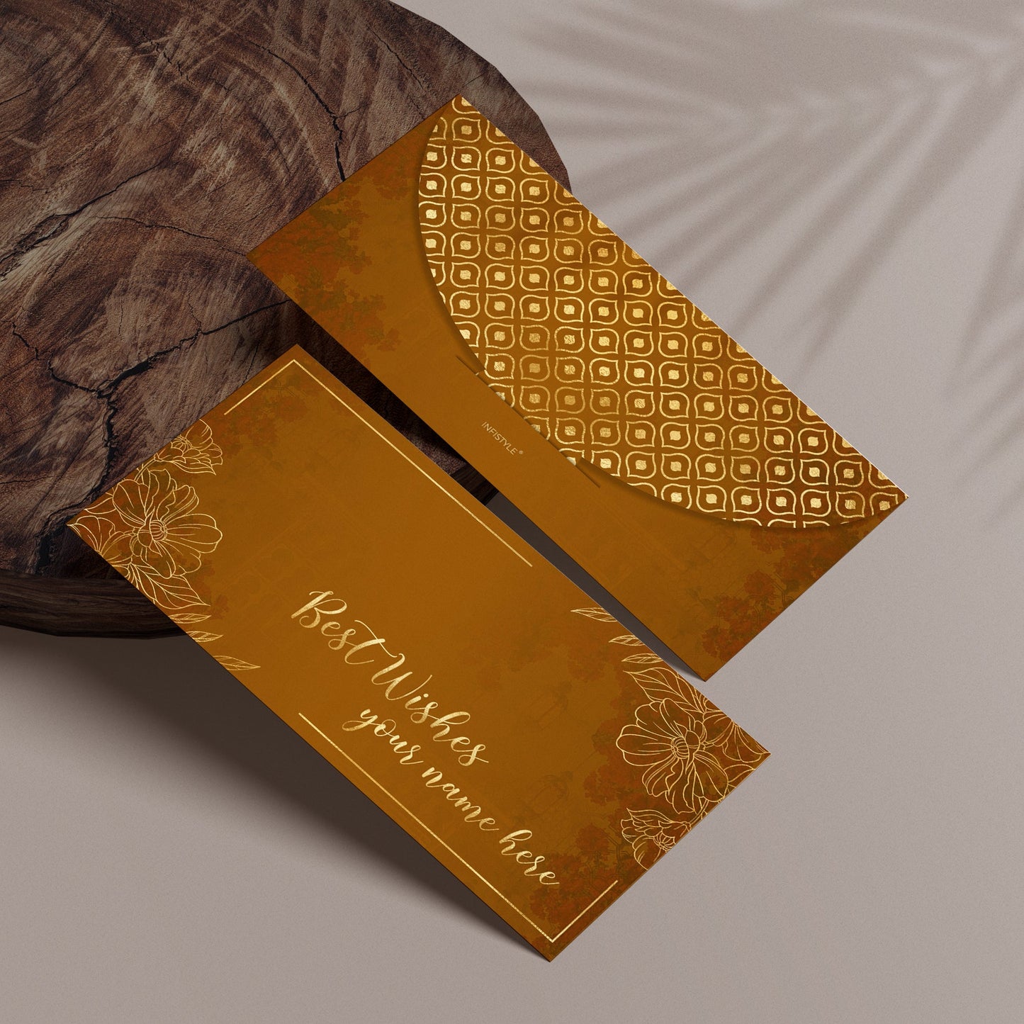 Golden Floral Shagun Envelope for Best Wishes